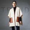2025 European and American Autumn/Winter Off-White Leather Pocket Cross Shawl
