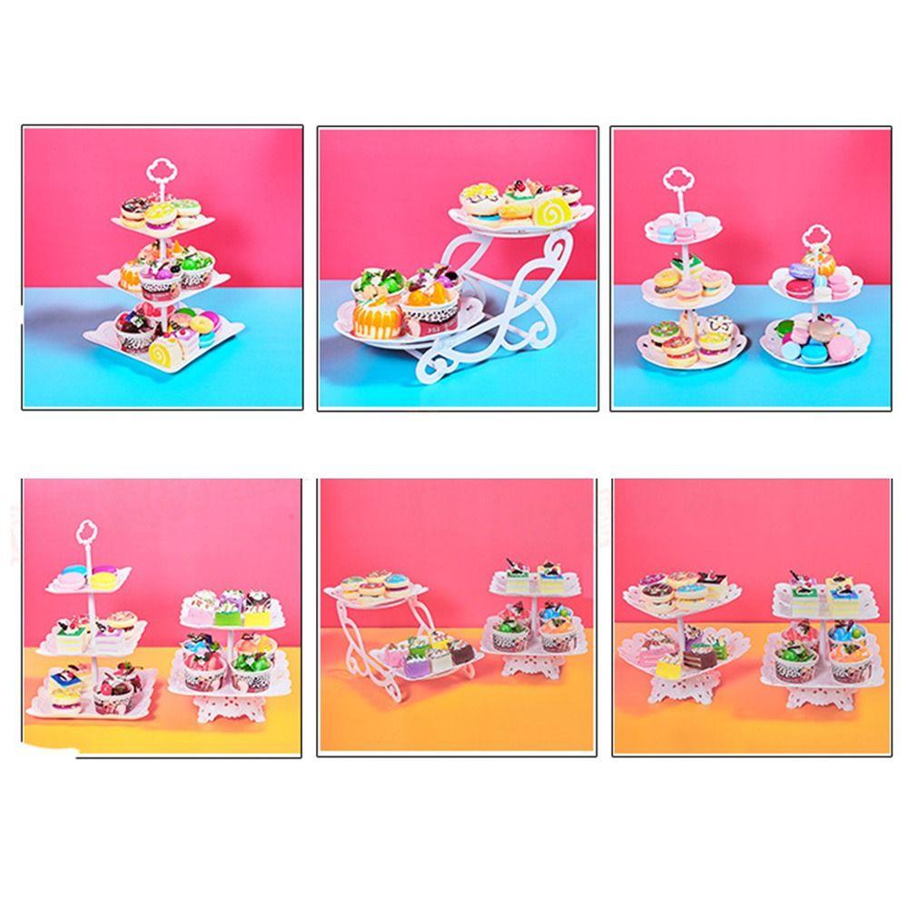 Plastic Cake Stand 2/3-Layers Food Fruit Plate Creative Dessert Rack  Wedding Birthday Party