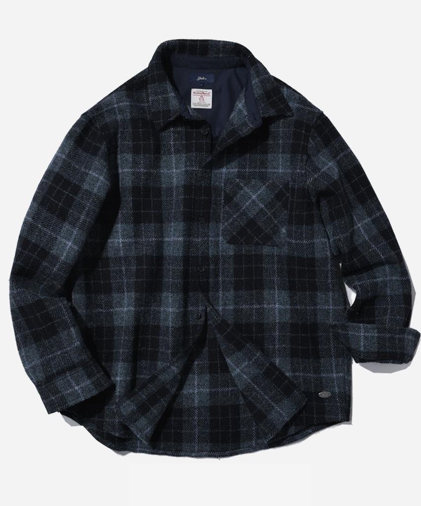 YALE Рубашка из чистой шерсти Harris Tweed Темно-синяя
