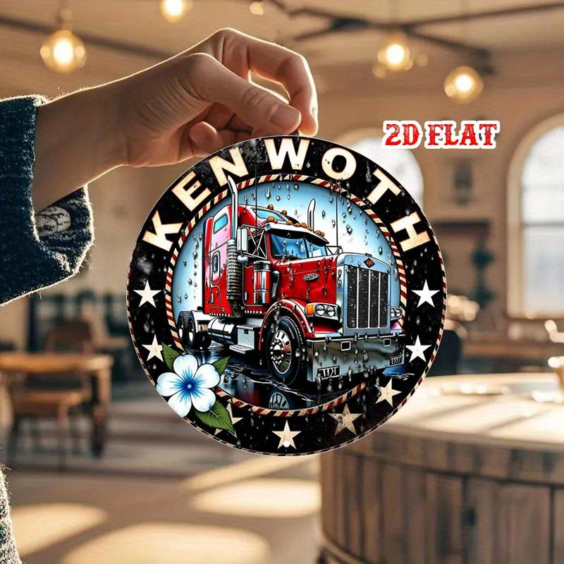 ПК для KENWORTH Эмблема Грузовик Металлическое Настенное Искусство Знак Сверхпрочный Алюминий Круглый Винтажный Дизайн Полуприцепа с Красным