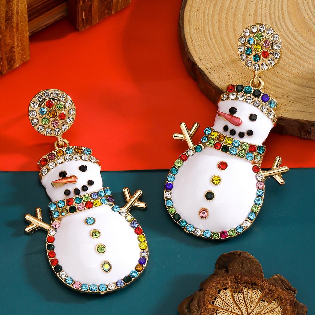 New Christmas Cartoon Snowman Earrings for Party Wear