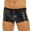 Men's Sexy Underwear Panties Faux Leather Underpants Male's Bulge Pouch Low Rise Boxer Briefs Shorts