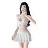 1011 new pure desire wind seaside hot spring meat cover three-piece skirt long-sleeved white vacation swimsuit women