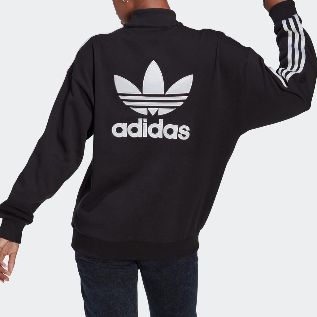 adidas Женская куртка на молнии с тремя полосками Originals Trefoil, черная II6087