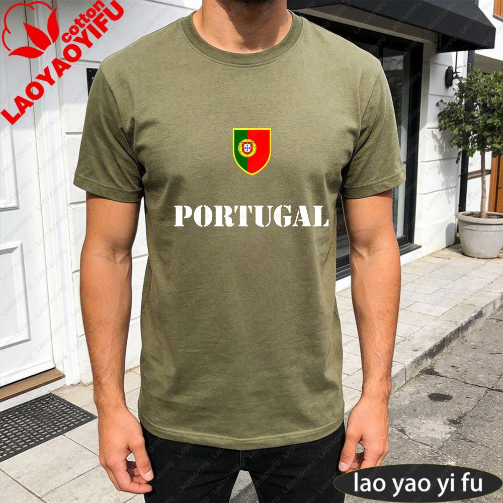 Portugal Soccer Graphic Tshirt Unisex Summer Cotton Short Sleeve Shield Flag Soccer Fan Soccer Party Supplies Casual Daily Wear