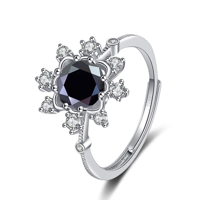 Bague Ringen Ювелирные изделия с муассанитом и бриллиантами, 1 карат, восемь сердец, восемь стрел, кольцо из стерлингового серебра S925 со снежинкой, кольца регулируемого размера