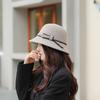 Solid color wool bow visor, bucket hat, autumn and winter face small plush warm women's hat versatile