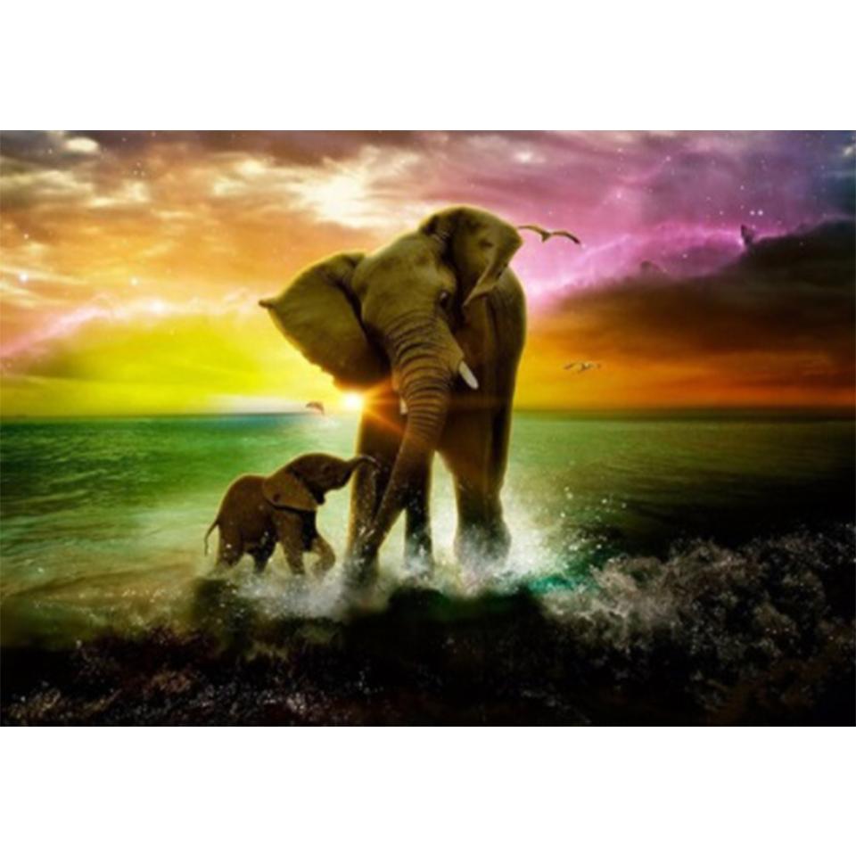 5D DIY Diamond Painting Animal Elephant Rhinestone Picture Full Diamond Embroidered Elephant Mosaic Art Furniture Decoration