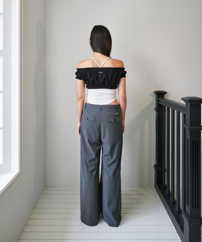 FOUR YOUNG Mid-Rise Summer Slacks Pinstripe