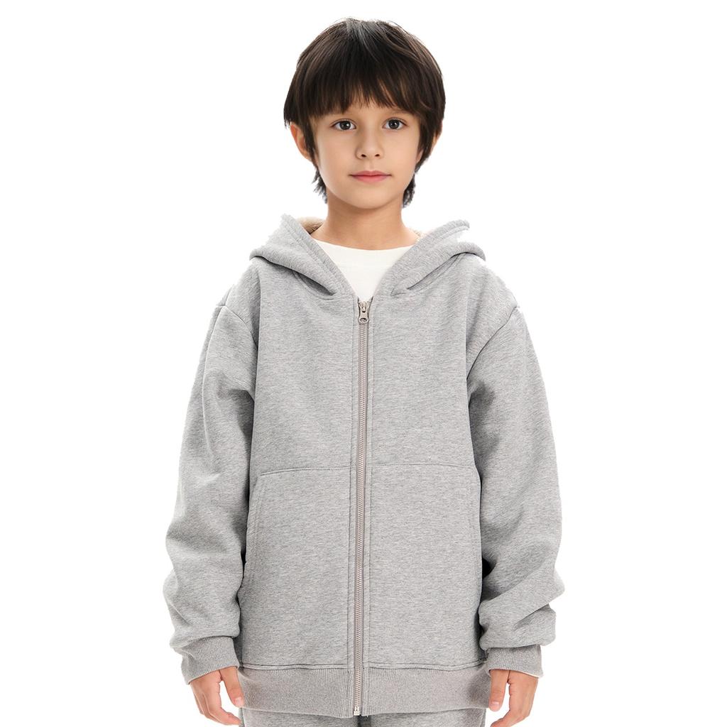 Зимняя флисовая толстовка с капюшоном для мальчиков и девочек, средняя и большая теплая куртка из овечьего флиса