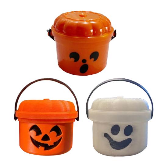 Ведро для тыквы на Хэллоуин Миниатюрный дизайн Тыква Оранжевое ведро Мини-контейнеры для хранения Праздничное украшение на Хэллоуин