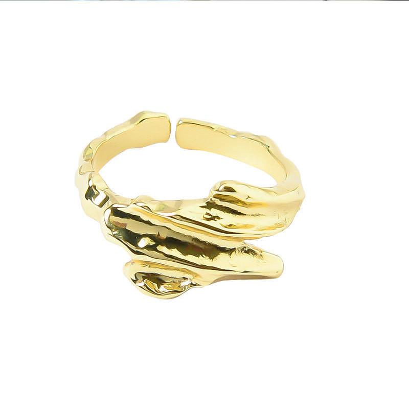 Elegant Korean Style S925 Open Adjustable Ring For Women With Unique Geometric Design