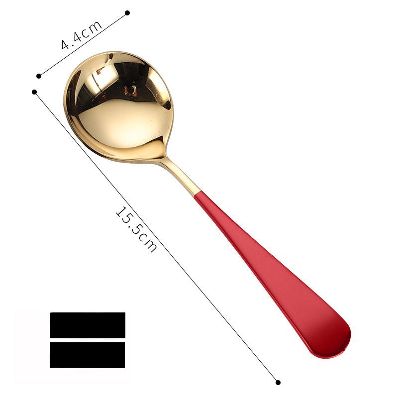 Ложка из нержавеющей стали 304, Золотая ложка с круглым кончиком, металлическая цветная ложка для мороженого, ложка для риса, ложка для супа