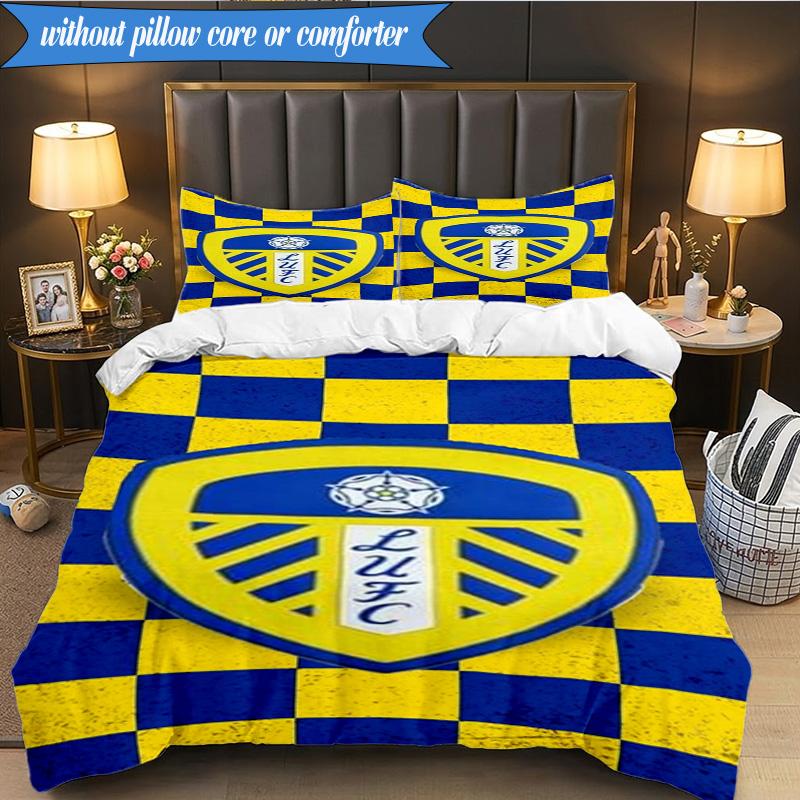 3PCS Leeds Crest Design Printed Soft Bedding Set,Including 1pc Duvet Cover And 2pcs Pillowcases Perfect for Bedroom, Dormitory, Fan gift