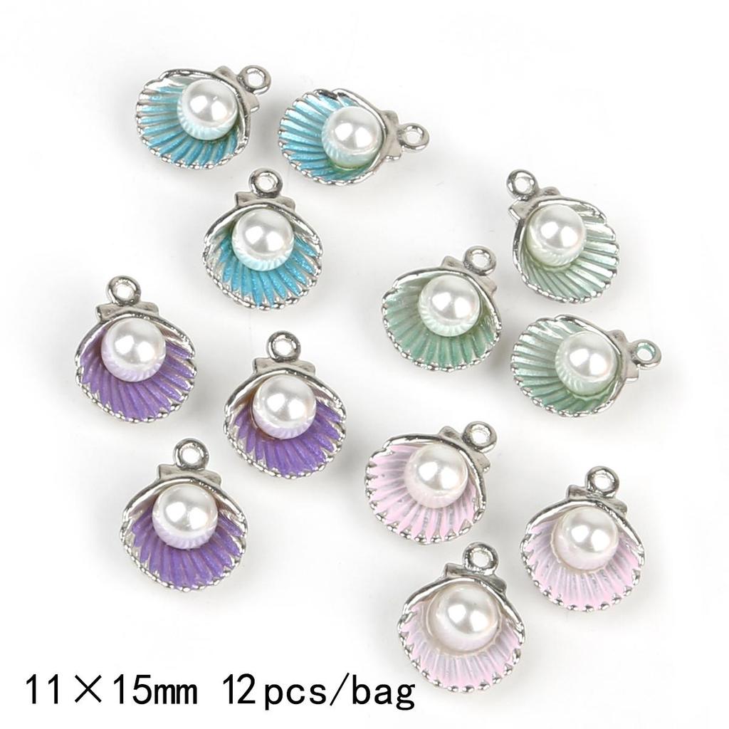 9-12Pcs Multi-Styles Starfish Shell Conch Crown Enamel Charms Pendant For Jewelry Making DIY Bracelet Necklace