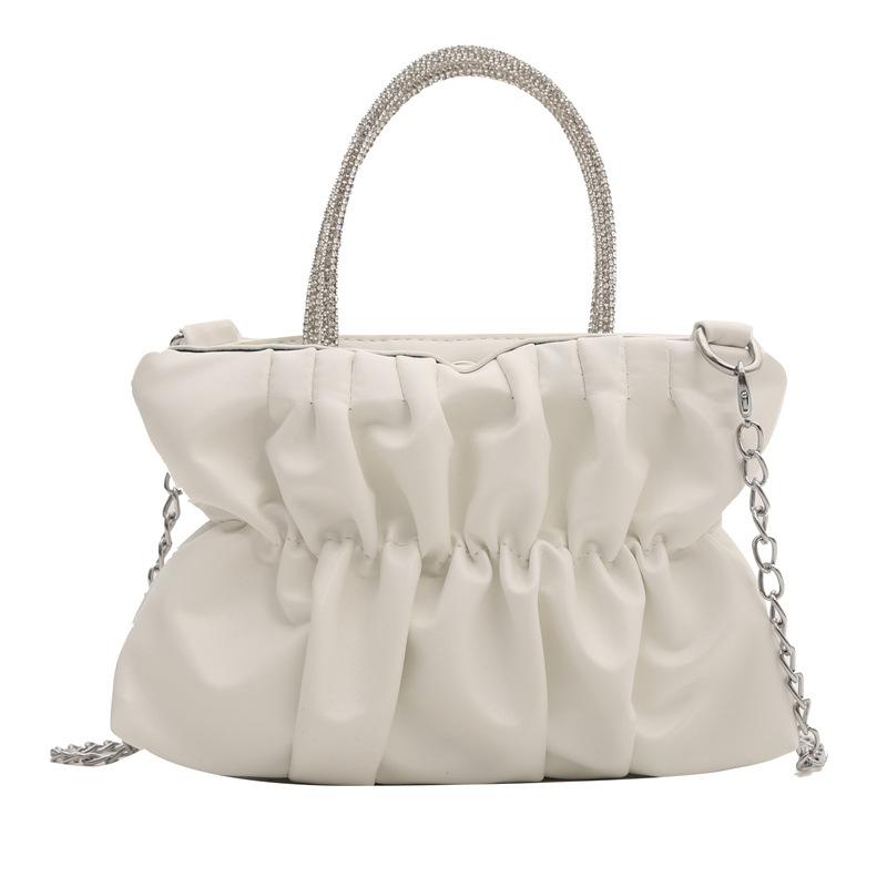 2024 весна и лето новая нежная мода плиссированная цепочка маленькая сумка конфетного цвета ins плечо сумка через плечо