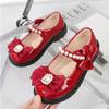 Children's Leather Shoes Glossy Fashion Black School Girl Shoes Elegant Luxury Pearl Bowknot Kids Princess Dress Mary Jane Shoes