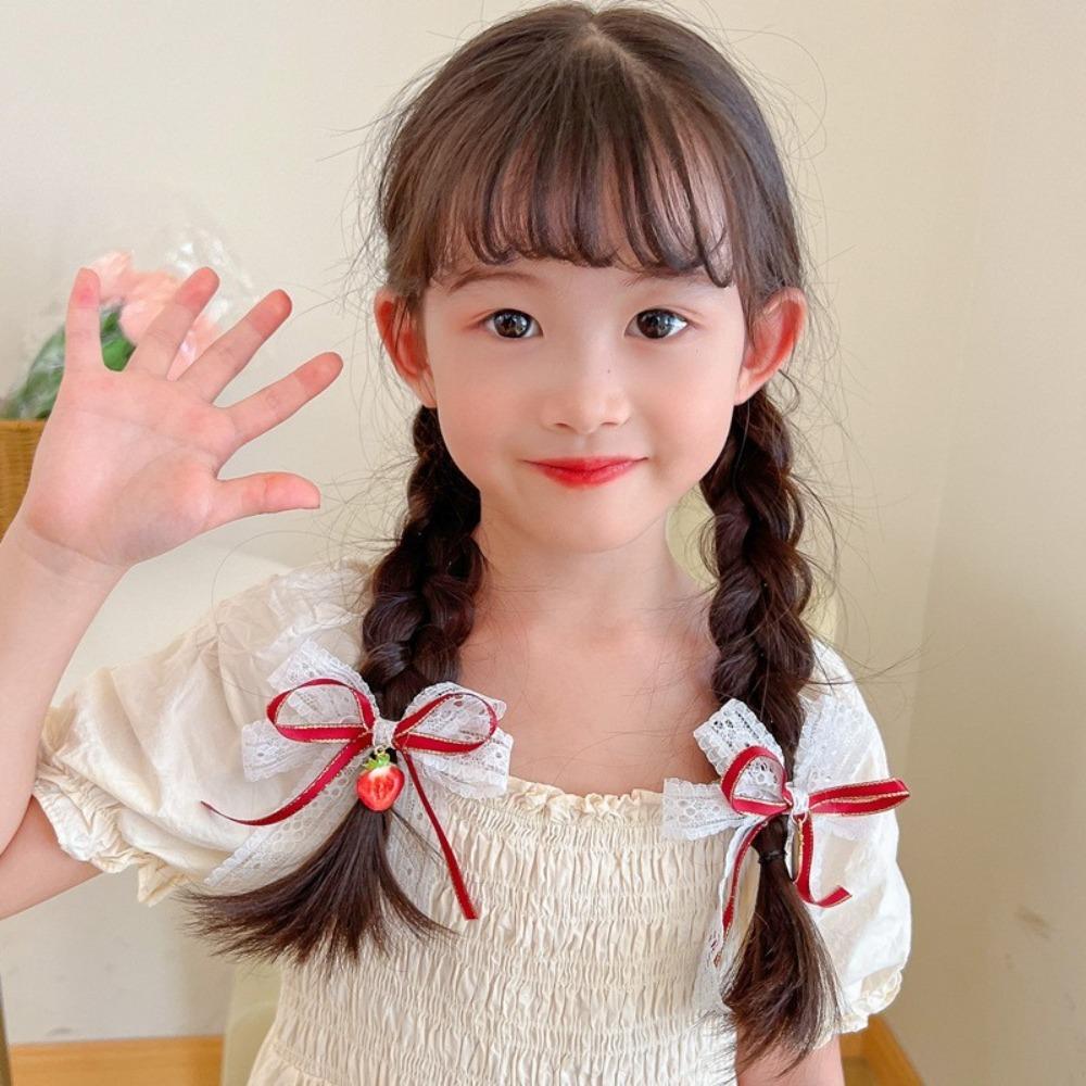 1 пара заколок для волос, головные уборы, боковые челки, заколки, красная вишня, клубника, боковые заколки, заколки-банты для девочек