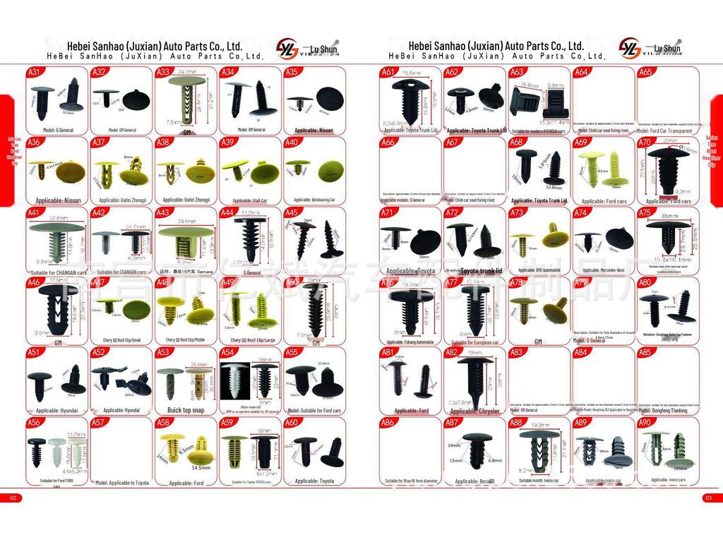 Transparent Plastic Boxed Buckle Set (200 PCS) for Honda, Toyota, Ford, Chrysler Cars