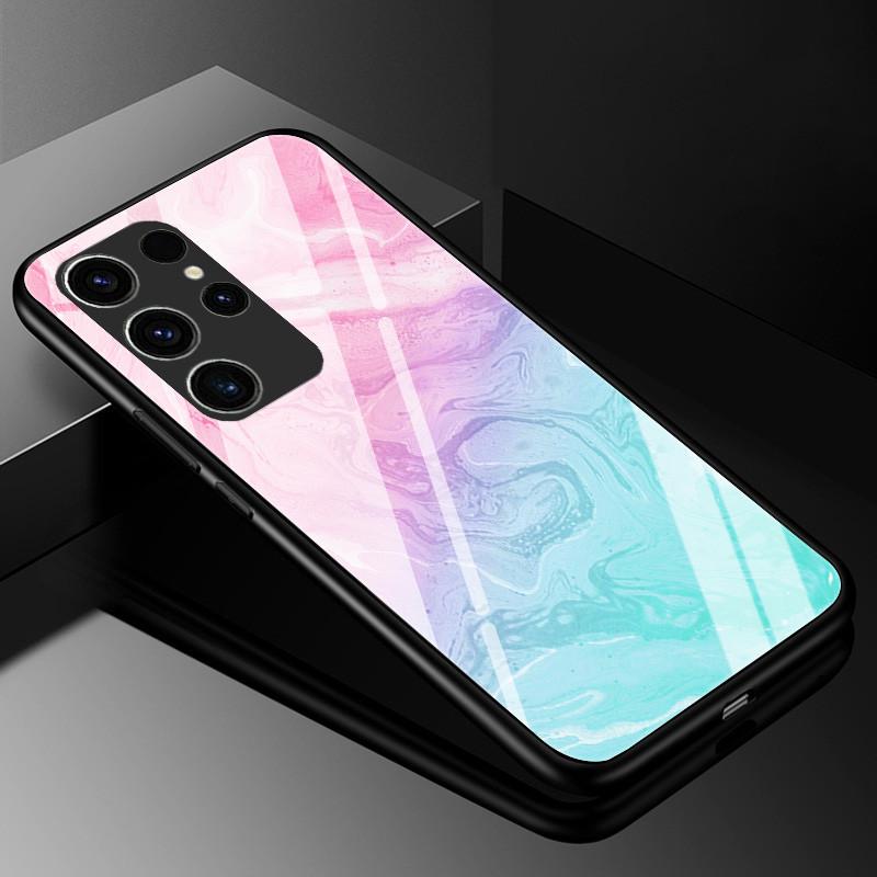 Мраморный чехол из закаленного стекла для Samsung Galaxy S23 Ultra 5G, модная стеклянная задняя крышка для Samsung S23 Plus / S23 Ultra
