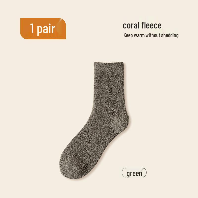 Women's Thick Coral Fleece Mid-Tube Socks: Warm, Non-Shedding, Solid Color – Perfect for Maternity and Floor Wear