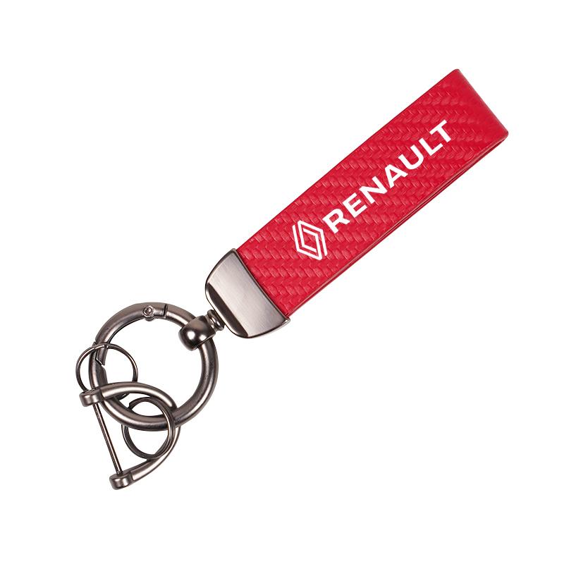 For Renault 2026 New Hub Caps 1Pcs Carbon Fiber Leather Car Keychain Key Ring Chain For Renault Clio Kadjar Koleos Megane Espace