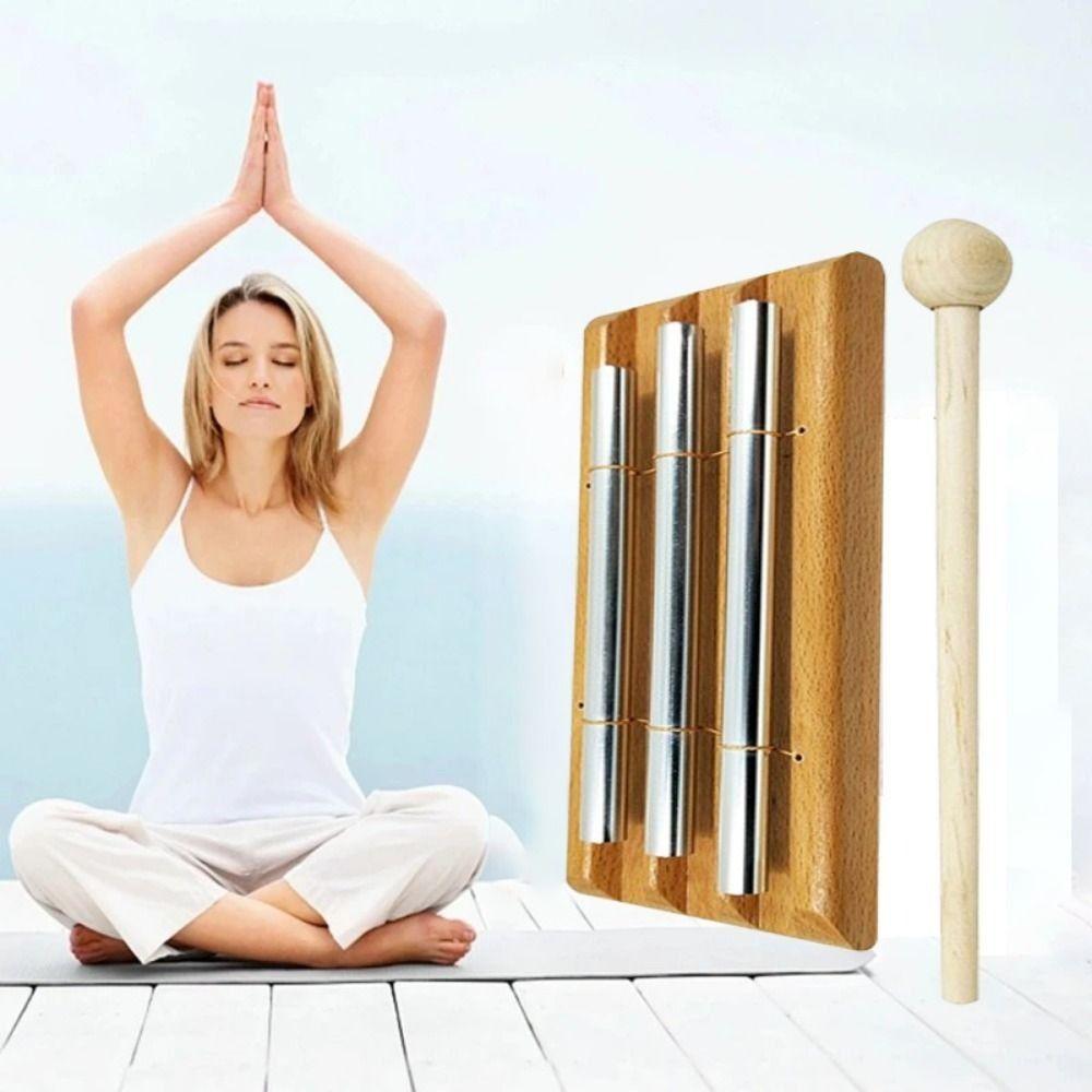 Wooden Bell Percussion Instrument 3 Tone Musical Instrument Toys Meditation Musical Chime  Teachers