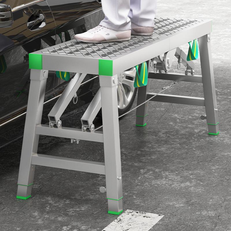 Folding Heightened Trestle Ladder and Putty Scraper for Construction