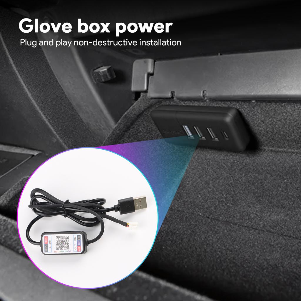 For Tesla Model 3 Y 2021-2023 Dashboard Ambient Light USB Port Bluetooth APP Control Multi Color Interior Decor Car Accessories