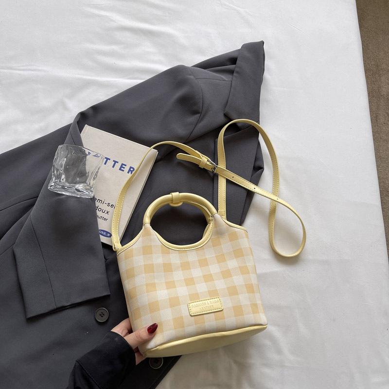 2025 Новая Мода Универсальная Сумка Через Плечо Кроссбоди Премиум Подмышечная Темперамент Клетчатая Сумка Ведро