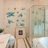 2Pcs Green Grass Sea Turtle Sticker PVC Removable Bathroom Sea Turtle Wall Sticker