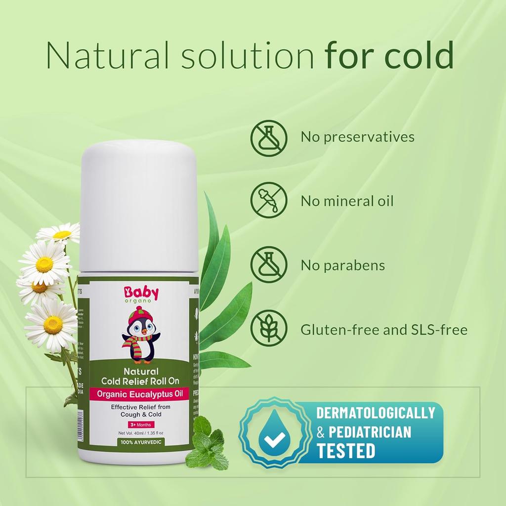 Babyorgano Ayurvedic Sitopaladi Churna For Cough & Cold, Sore Throat & Digestive Wellness|Natural Cold Relief Roll-On & Kids