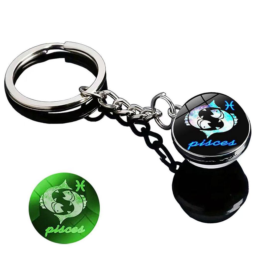Spherical Luminous Crystal Zodiac Keychain - Virgo & Leo