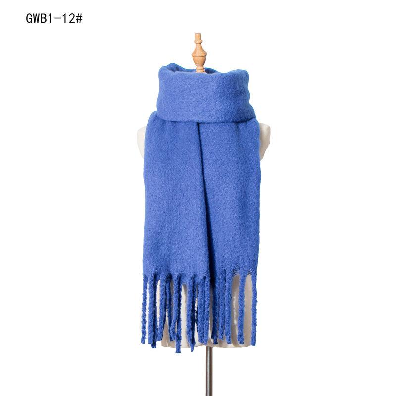 Thickened Men's Solid Color Thick Tassel Warm Circle Sand Scarf Women's Shawl Keep
