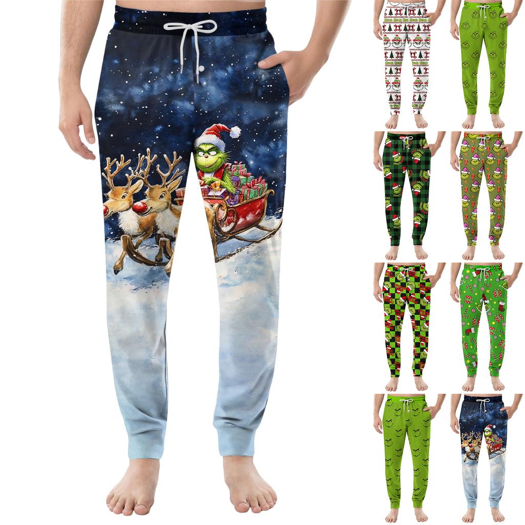 Мужские повседневные брюки с карманами на кулиске и манжетами, домашние брюки для сна