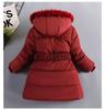 2023 New Thick Keep Warm Winter Girls Jacket Detachable Hat Plush Collar Hooded Coat For Kids 4 Color Children Birthday Present