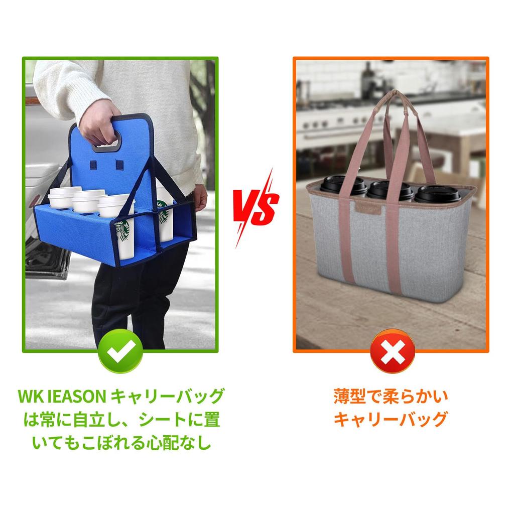 Boczif Cup Portable Drink Carrier for 6 Cup Holders with Folds Safely Secures Hot and Cold Drinks for and for Delivery and Takeout Caddy, Cans,