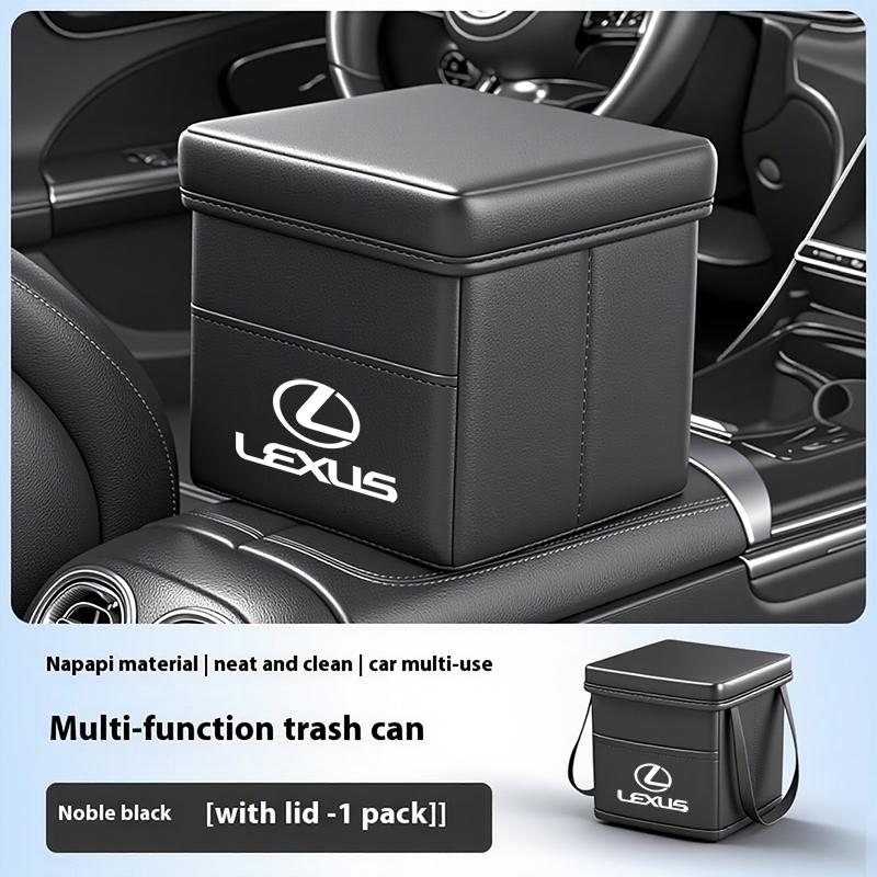 AIS1 Lexus Car Foldable Leather Storage Box Garbage Bin Accessories For Lexus F SPORT ES RX NX LS UX LM LX GX LC RZ IS CT GS RC HS SC