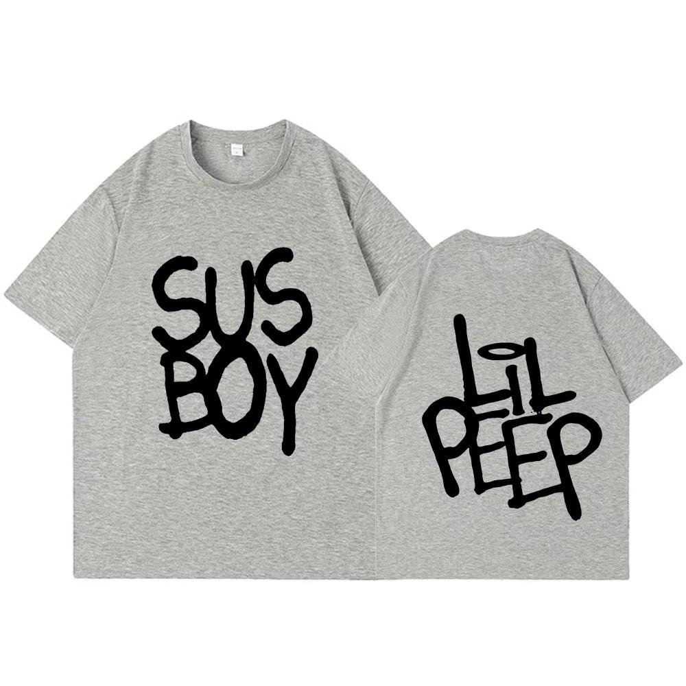 Горячий рэпер Lil Peep Sus Boy Розовая футболка Мужская Женская Мода Хип-хоп Футболка с коротким рукавом Высокое качество Y2k Короткие рукава Классическая
