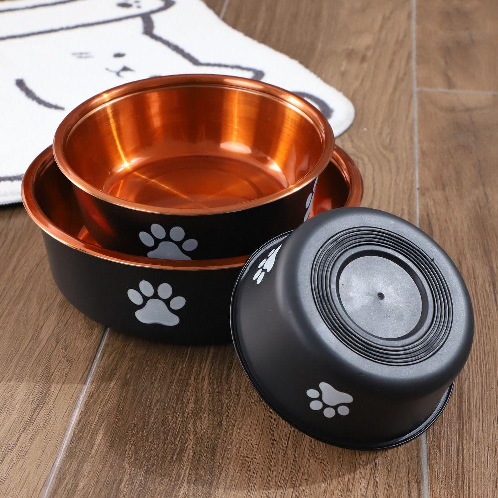 Large Capacity Dog Stainless Steel Food Bowl Cartoon Dog Feeding Basin  For Cats Puppy