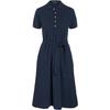 Polo Solid Color Belted Polo Collar A-Line Short Sleeve Dress Women Dresses Dark-Blue WMPODRSNFA20247-410