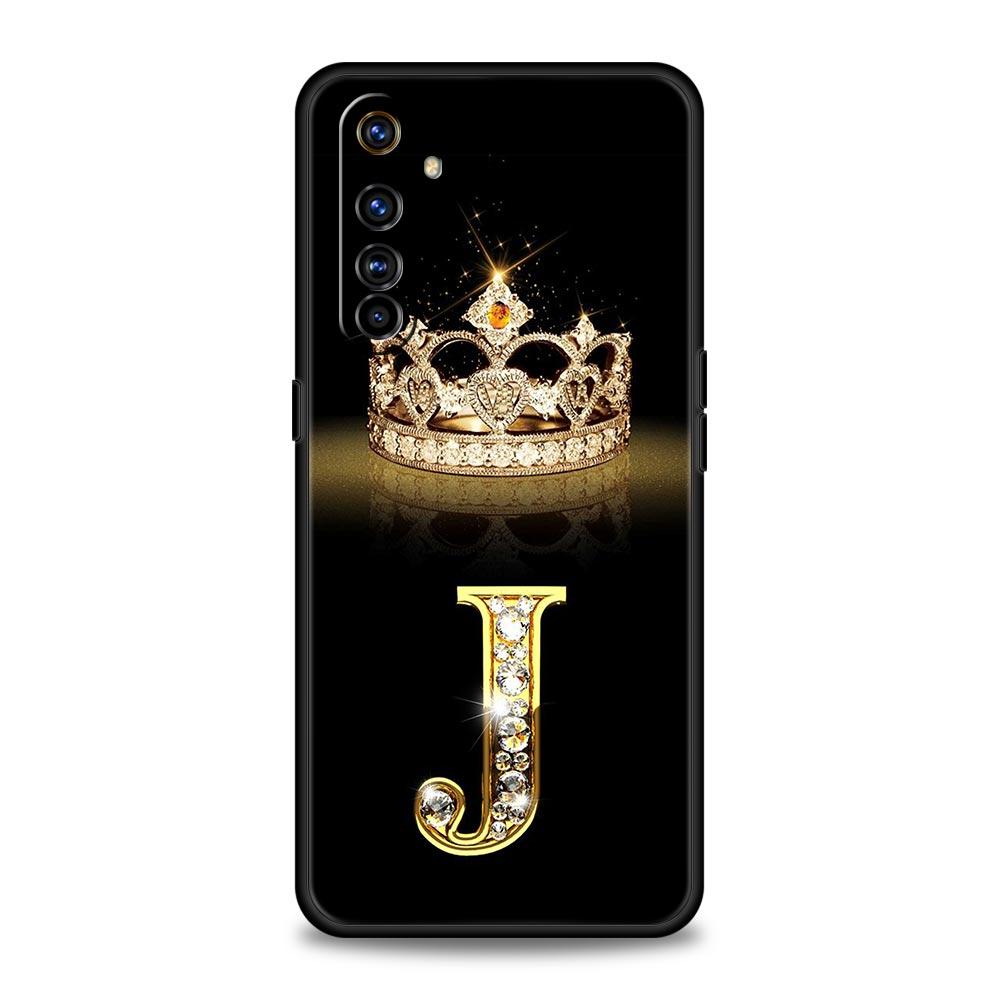 Diamond Crown Letter A For Realme GT Neo 2 3 3T Phone Case For Realme 10 9 8 5G 7 6 GT2 Pro Plus 9i 8i C21 C11 C25 C35 Cover