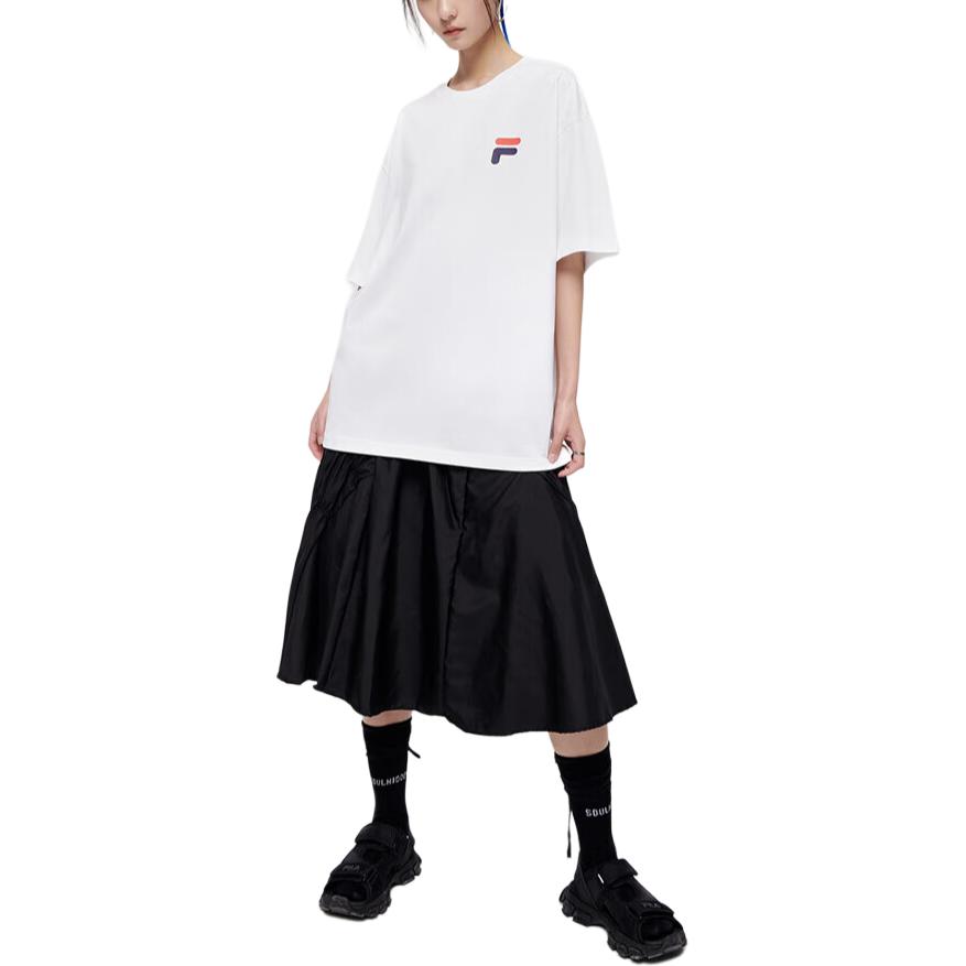 Fila Fusion Серия FOB Американский Ретро Принт с Буквами Свободная Спортивная Футболка Унисекс Топы Белый T11U126110FWT