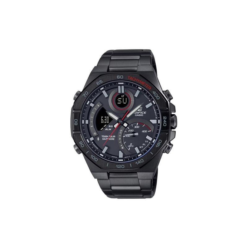 Casio EDIFICE 100 метров водонепроницаемость, кварцевый механизм на солнечной батарее, ремешок из нержавеющей стали, японские и корейские часы, мужские часы, черный циферблат ECB-950YDC-1AJF