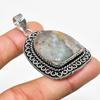 Tube Agate Gemstone Handmade 925 Silver Plated Jewelry Pendant 1.96"