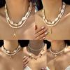 Pearl Shell Necklace Bohemian Style Sweater Chain Vintage Clavicle Chain  Beach