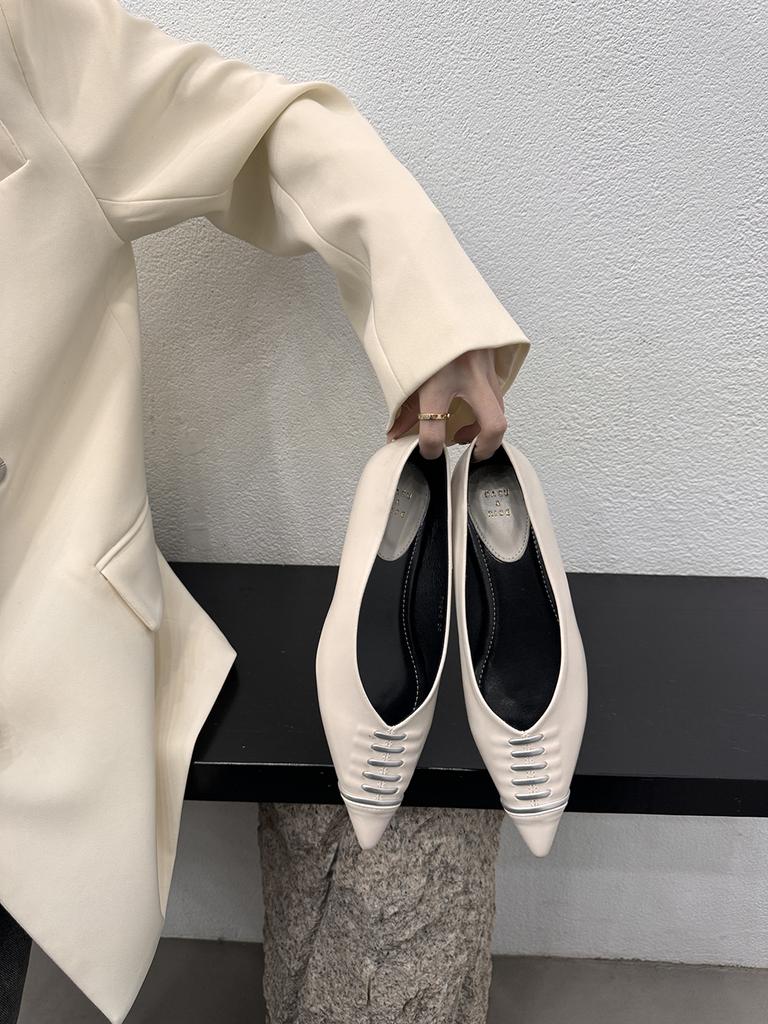 Мода Черный Серебристый Белый Женские Лоферы Острый Носок Туфли На Низком Каблуке Плоские Летние Повседневные Балетные Танцы Модные Мюли Размер 35-39