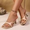 Винтажные шлепанцы с квадратным носком и тонкими ремешками Женские дизайнерские классические сандалии-слипоны Женские 2025 Лето Туфли для вечеринок на шпильке