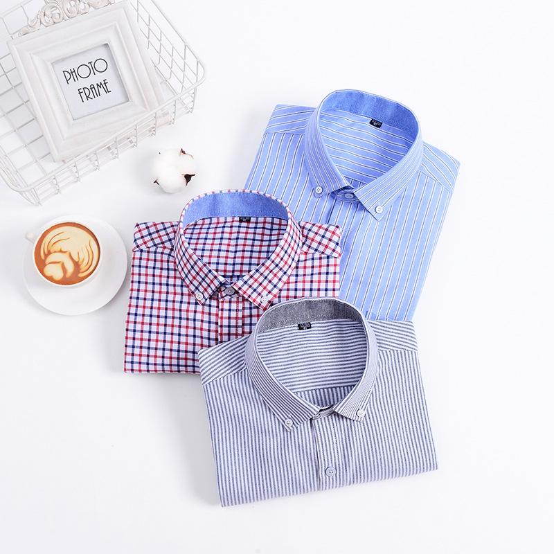Мужская рубашка с длинными рукавами Khmer Wrinkle Free Casual Oxford Spun Wrinkle Resistant No Care Slim Fit Checkered Striped Shirts Men's