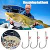 6/12Pcs Live Shrimp Fixing Hook Heavy Duty Carbon Steel Barbed Fishhook with Hole Freshwater Saltwater Fishing Hook Fishing Accessories